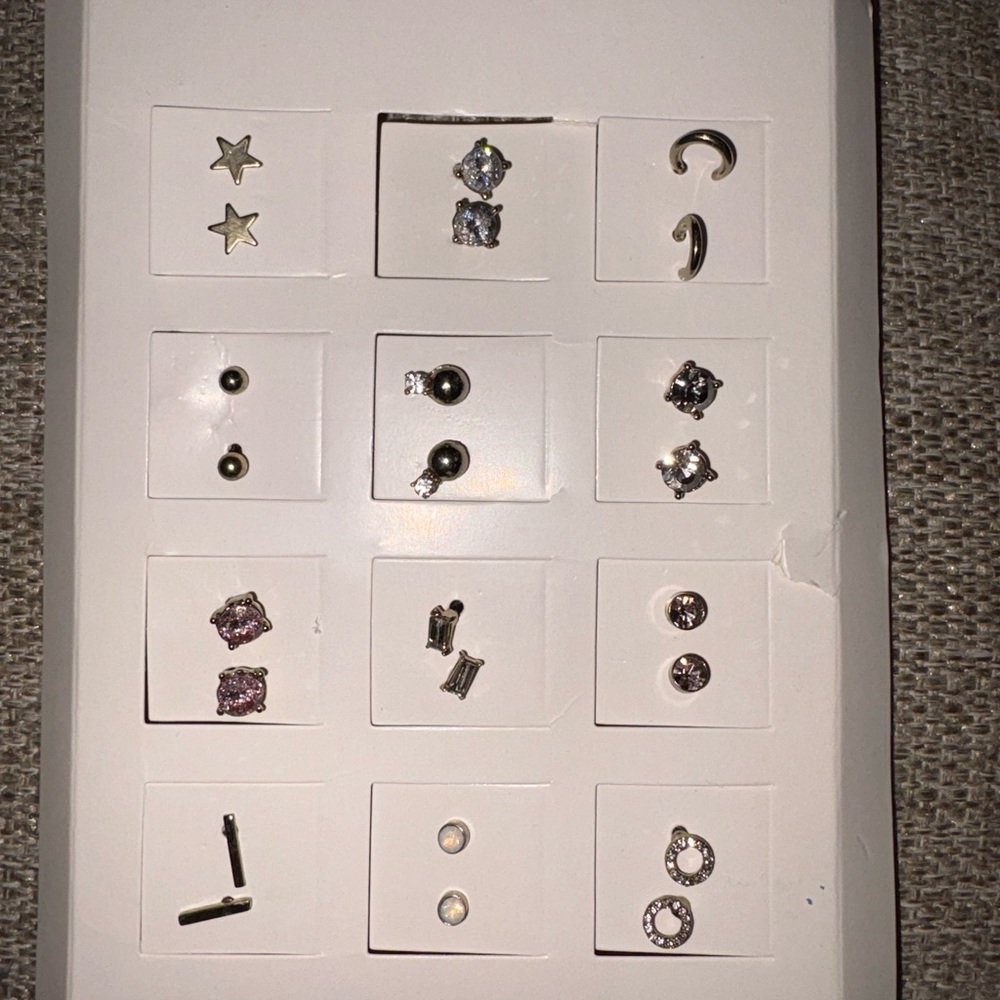 Silver-Tone Multi Pair Earring Set - Assorted Studs and Hoops